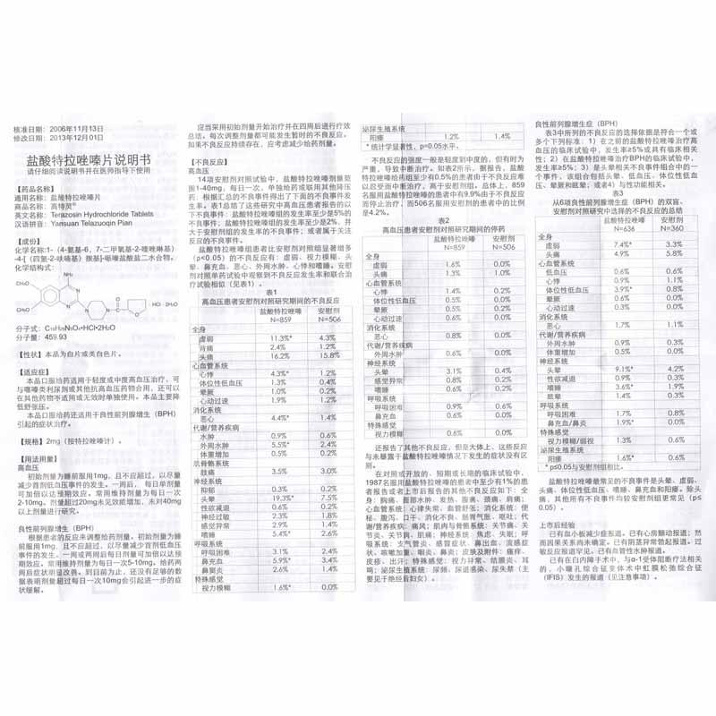 鹽酸特拉唑嗪片(高特靈)包裝縮略圖2